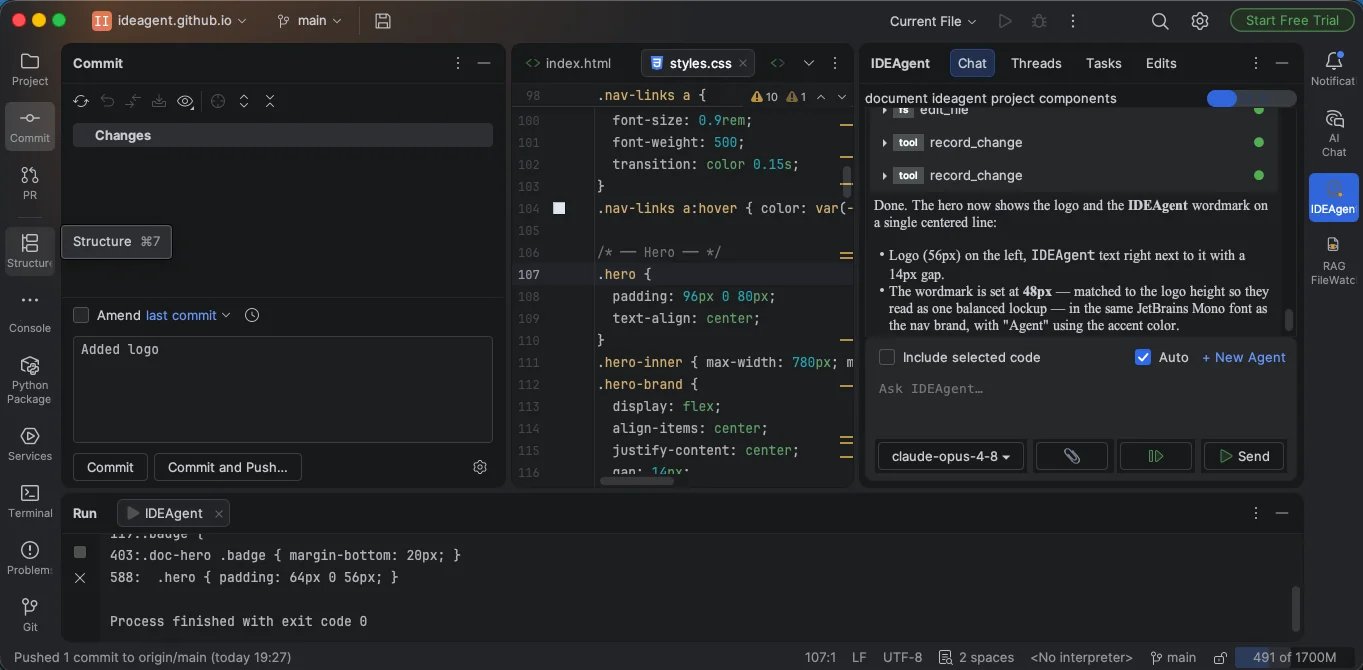 IDEAgent chat view